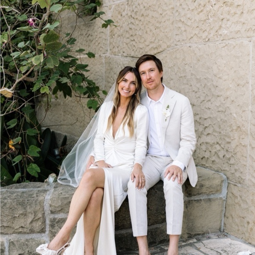 Reformation Dress Delphi Silk Slit Long-Sleeve Wedding‎ Maxi Ivory 2 FLAW - Picture 14 of 14